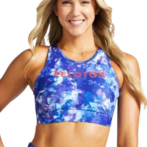 Peloton Blue Moves High Neck Sports Bra Sz M - Picture 1 of 9